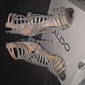 ALDO Fabricadiroma Silver Rhinestone Heels